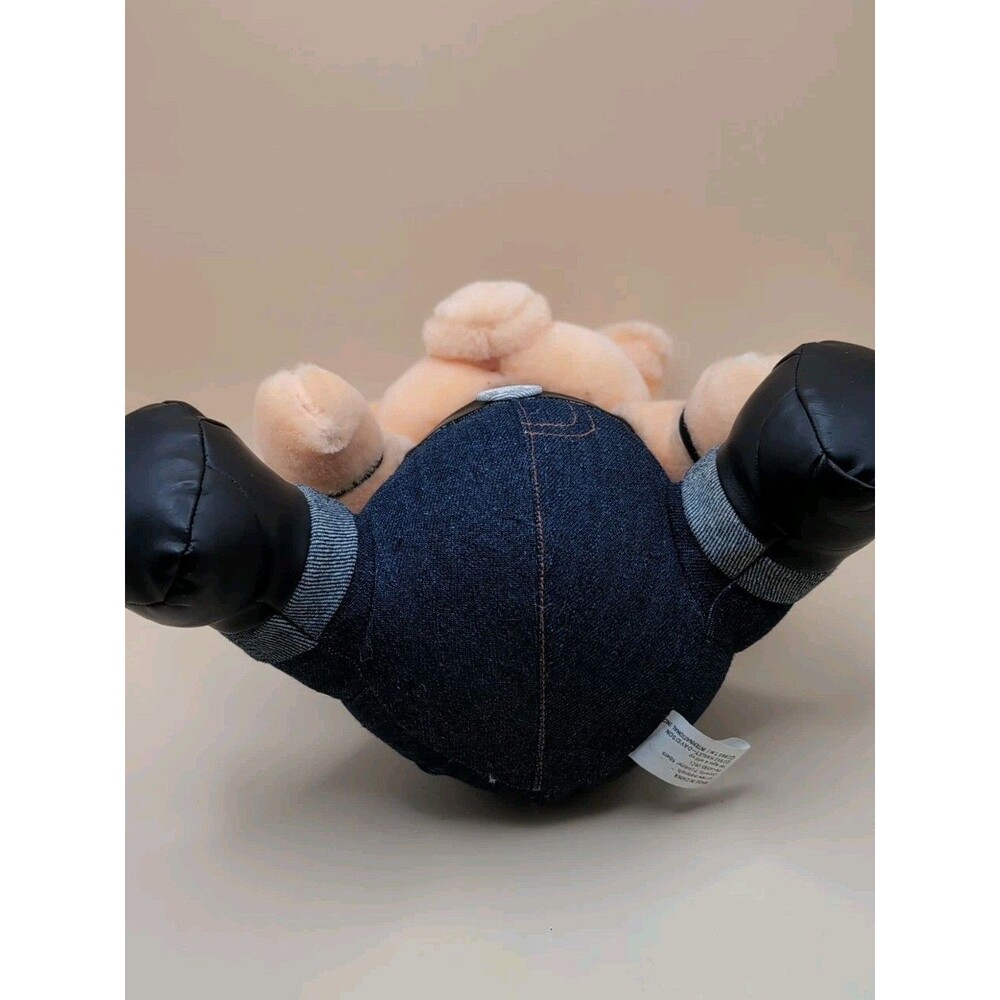 Vintage Harley Davidson Plush Pig Hog Biker Stuffed Animal Hat Denim Jeans Vest - Picture 5 of 7